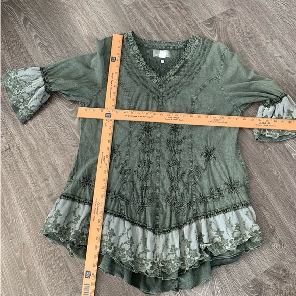 INCA COTTON EMBROIDERED TUNIC, lace trim - Picture 13 of 15